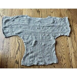 White House Black Market Crochet Silk Cashmere Angora‎ Rabbit Blend Gray Top XS